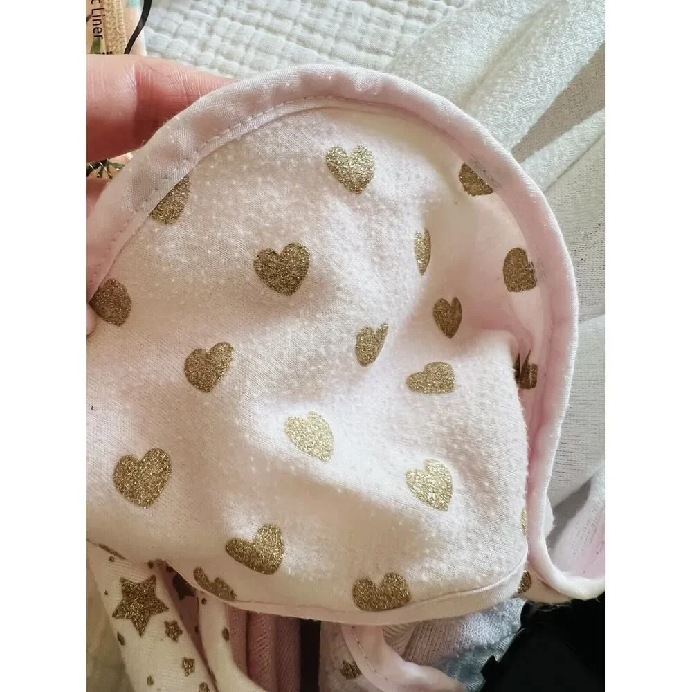 BABY KISS 3 Pack Hooded Lightweight Bath Towel Set Baby Girl White Pink Gold